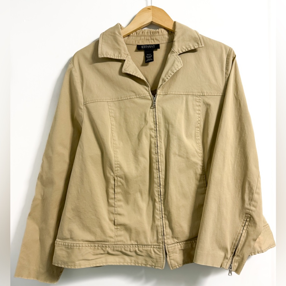 Lane Bryant Plus 22/24 Tan Twill Cropped Utility Jacket